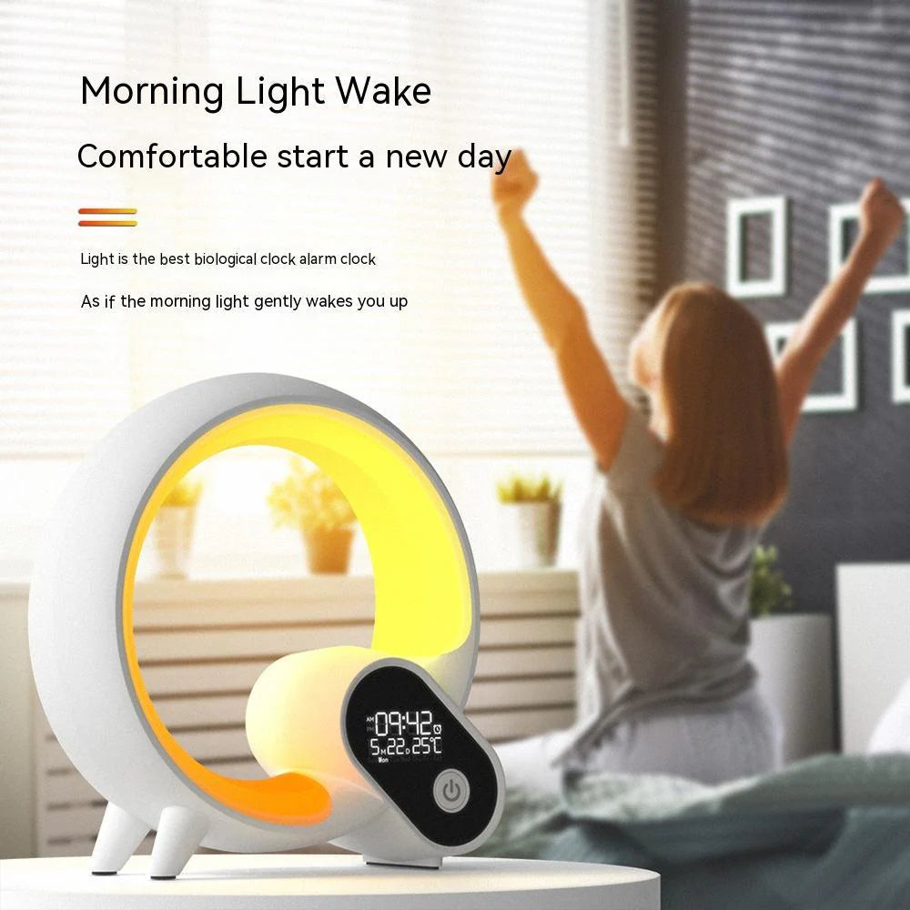 Creative Q Light Analog Sunrise Digital Display Alarm Clock Bluetooth Audio Intelligent Wake-Up Q Colorful Atmosphere Light