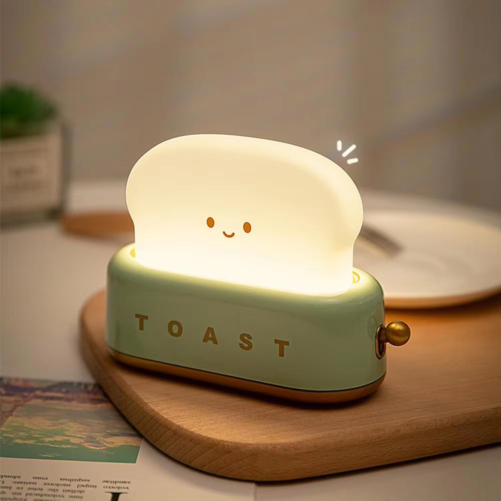 Night Light LED Desk Lamp Bread Maker Light Cute Cartoon Desk Lamp USB Recharge Timing Function Bedside Lamp Bedroom Decoration