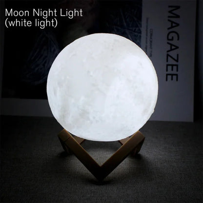 7 Colors 8Cm Moon Lamp LED Night Light Battery Powered with Stand Starry Lamp Bedroom Decor Night Lights Kids Gift Moon Lamp