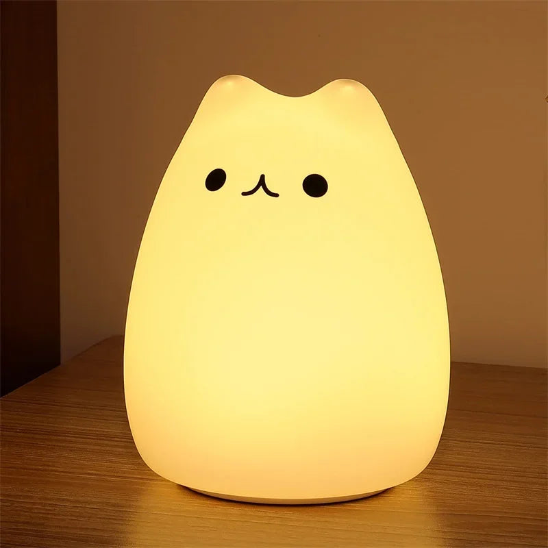 Cat Night Light Cute Nursery Lights Battery Operated Cat Lamp Nightlight Birthday Christmas Gift for Kids Baby Children