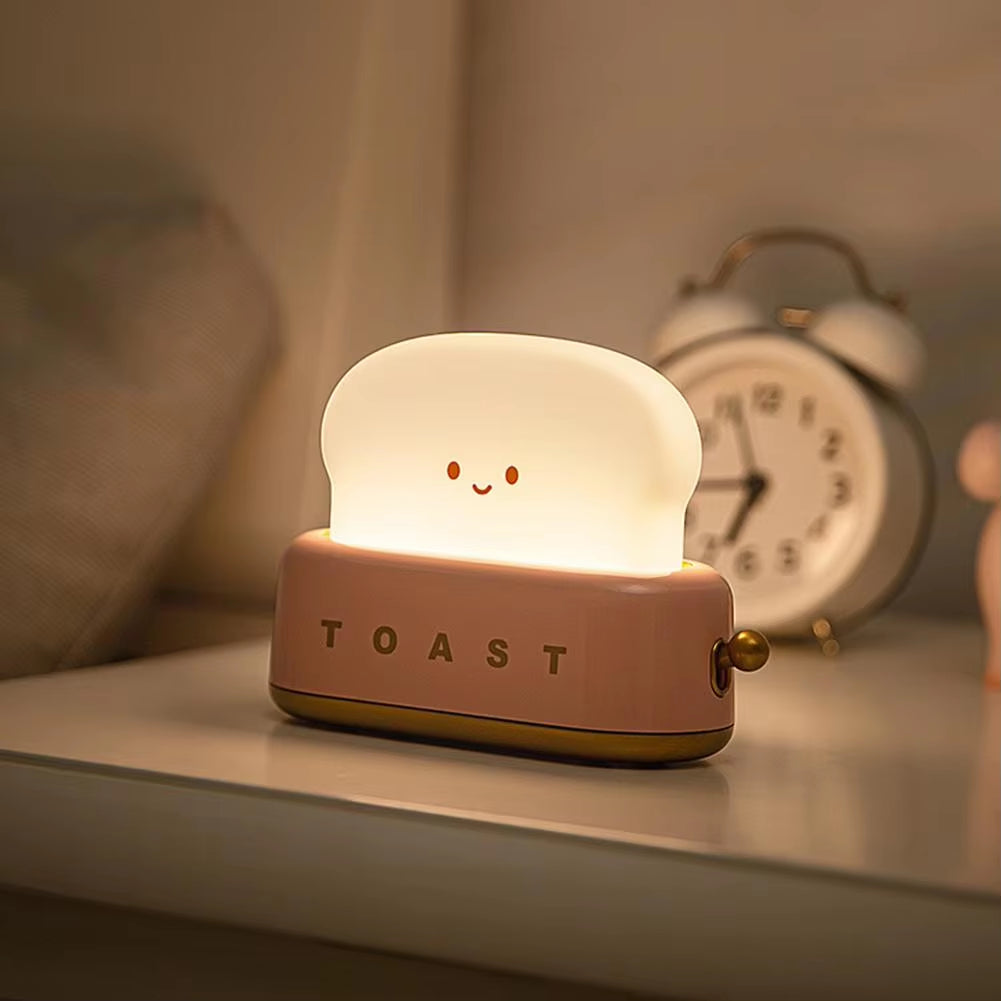 Night Light LED Desk Lamp Bread Maker Light Cute Cartoon Desk Lamp USB Recharge Timing Function Bedside Lamp Bedroom Decoration